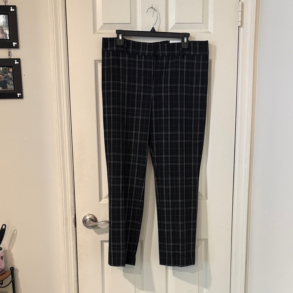Women's Black Plaid Tailored Dress Pants
